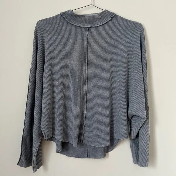 We the Free Gray Ribbed Mock Turtleneck Long Sleeve Sweater Size XS - Image 2