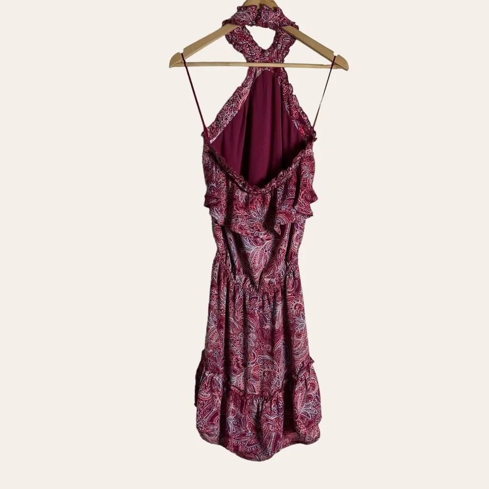 Parker Strawberry Oswego Floral Paisley Halter Ruffle Flounce Mini Dress Size S - Image 11