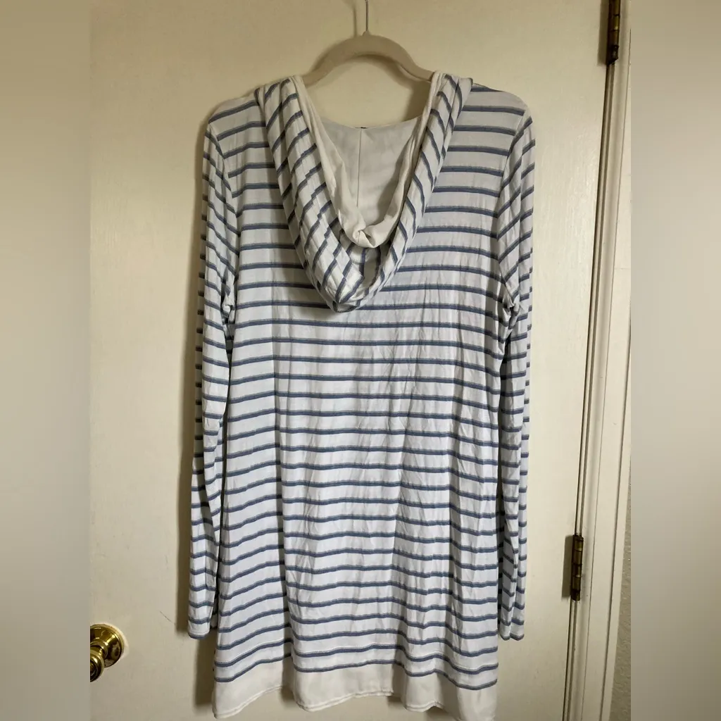 White House Black Market White Striped Hooded Long Sleeve Mini Dress #Gr - Image 12