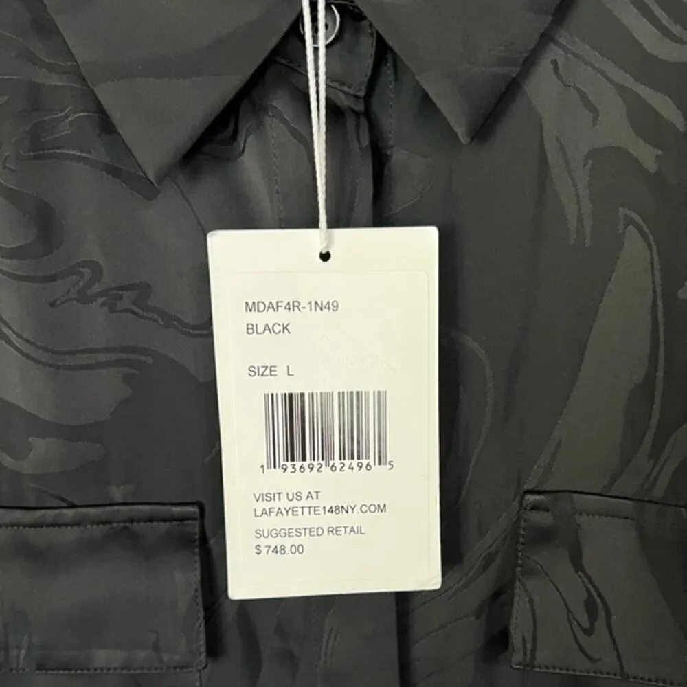 Lafayette 148 New York Doha Black Midi Belted Shirt Dress Size Large NWT - Image 6