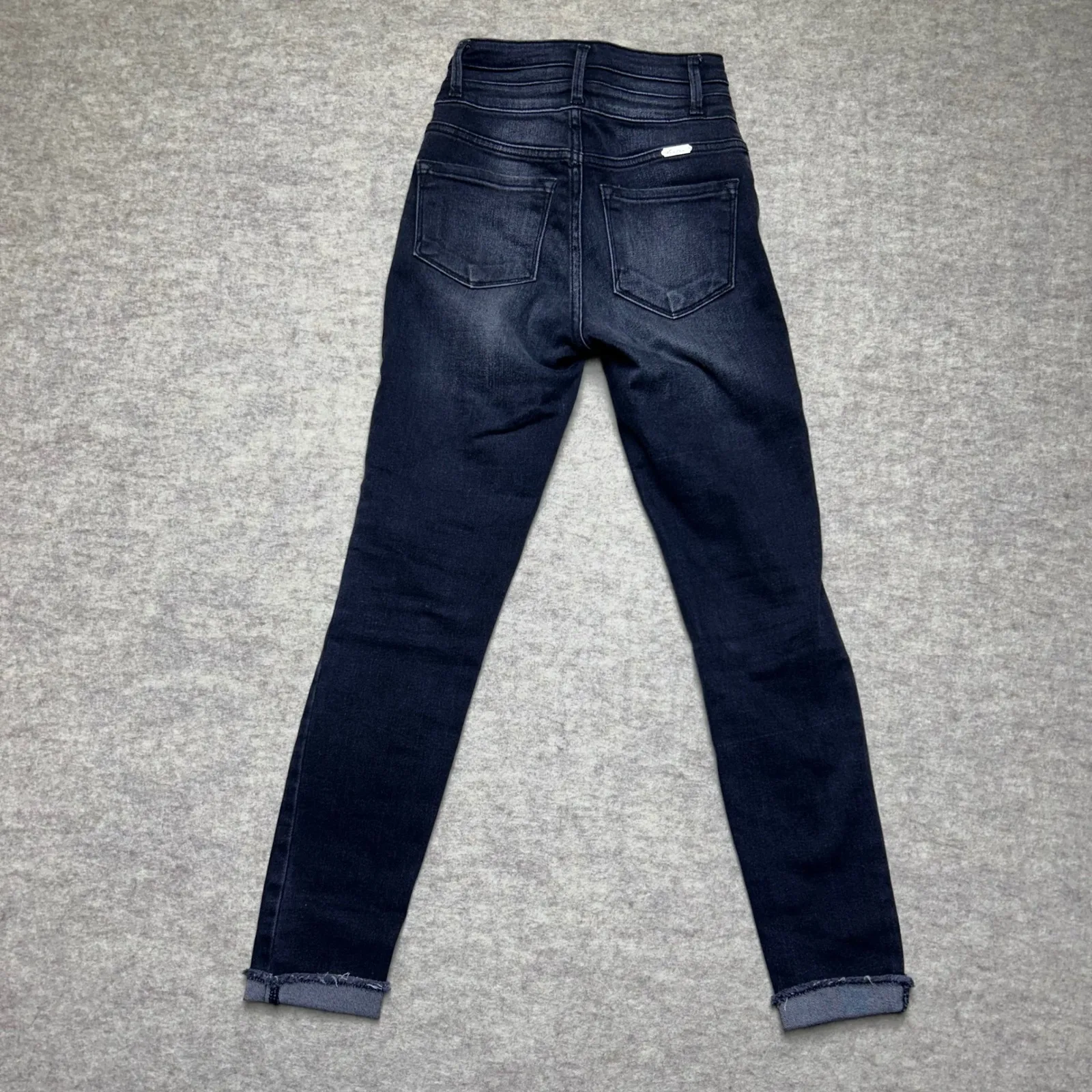 KanCan‎ Signature Buckle Exclusive Distressed Jeans Double Button 24W Black Wash Blue Size 24 - Image 7