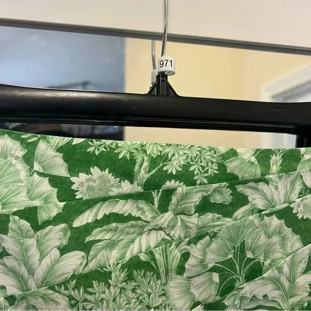 Pearl by Lela Rose Floral Poplin Flounce Skirt – Size 10 Green - Image 6