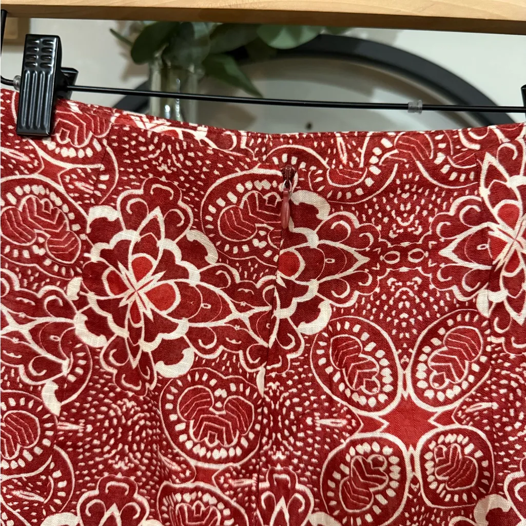 Reserved Red and White Patterned Mini Skirt size small - Image 4