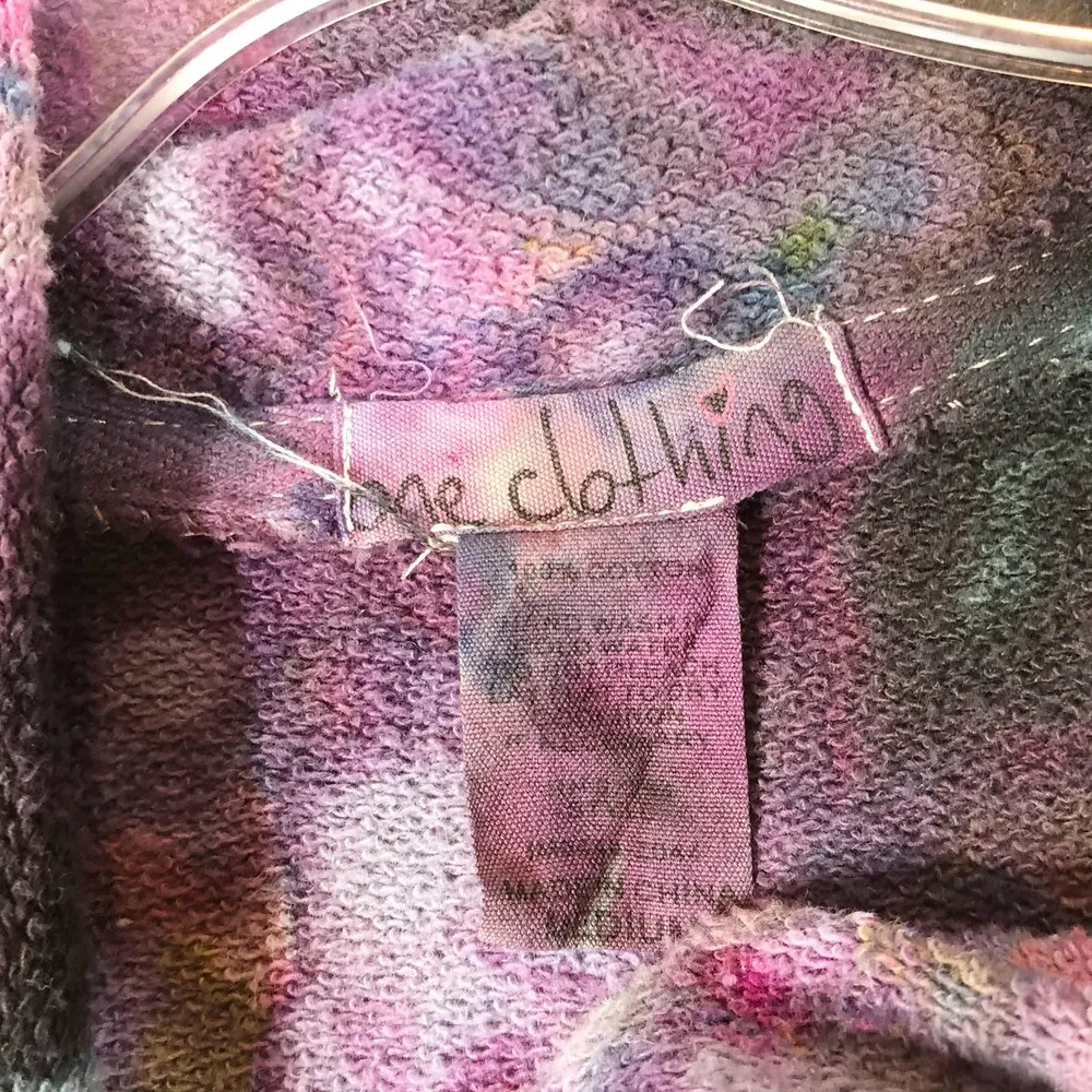 One Clothing Women Size Medium Jacket Tie Dye Dark Knight Black Pink Ruffled 961 - Image 8