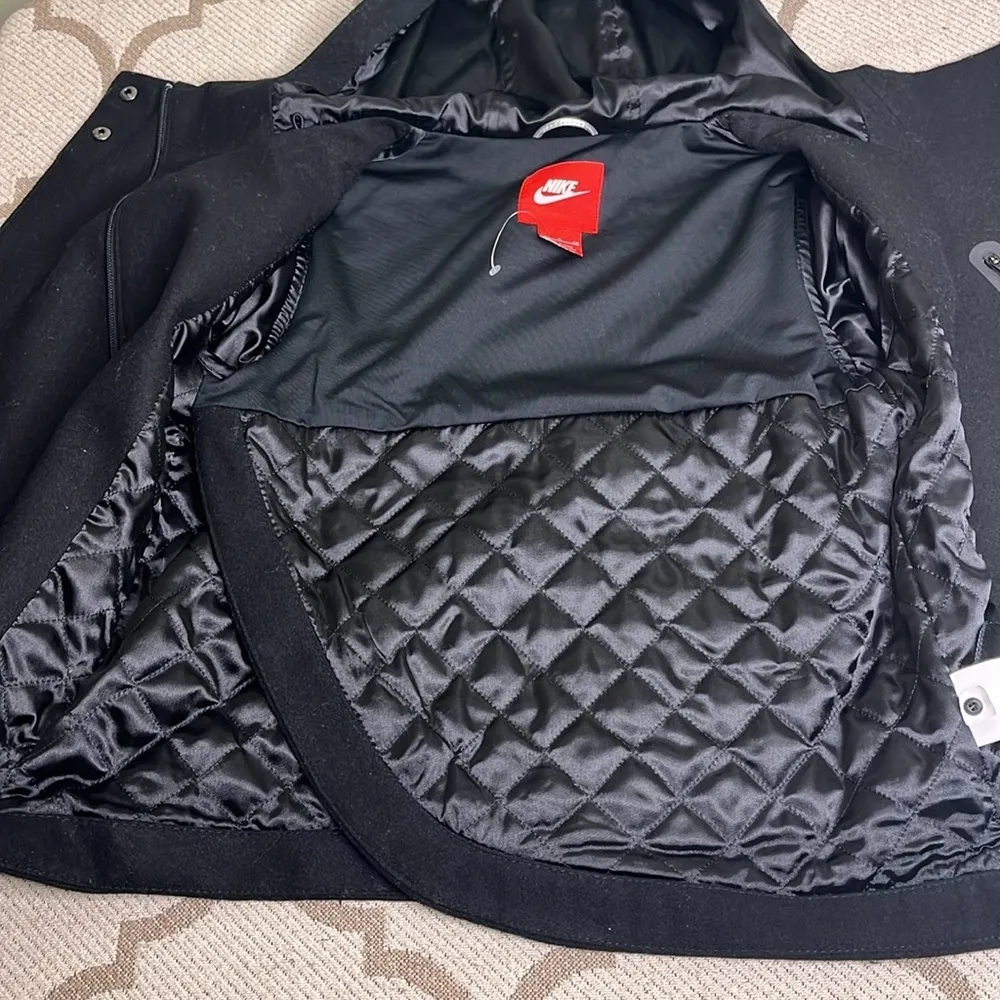 Nike Women's Destroyer Butterfly Black Wool Silver Leather Jacket - Image 8