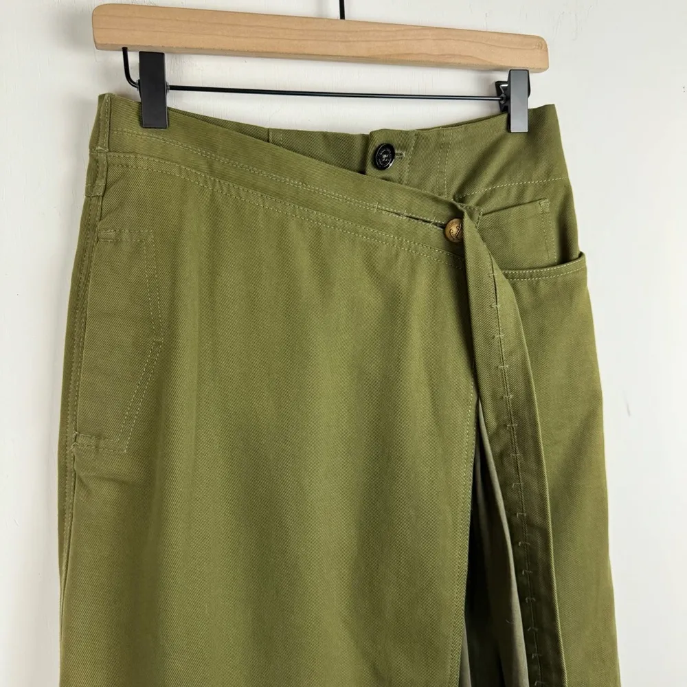 NWT ZARA SRPLS Military Wrap Layered Midi Skirt Sz XS Green - Image 6