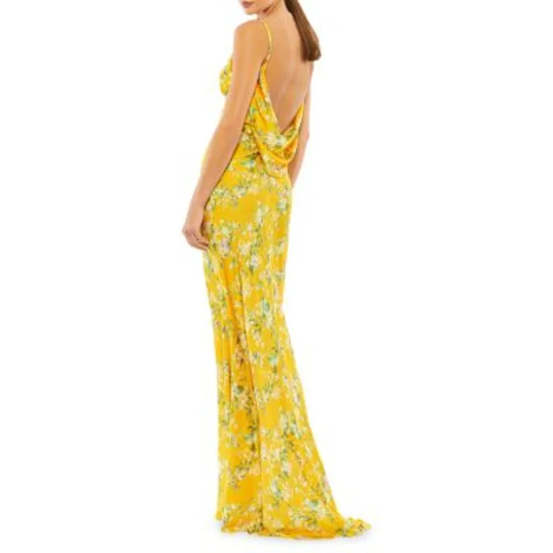 Mac‎ Duggal Ieena Floral Empire Waist Bias Cut Sleeveless Trumpet Gown Size 0 - Image 3