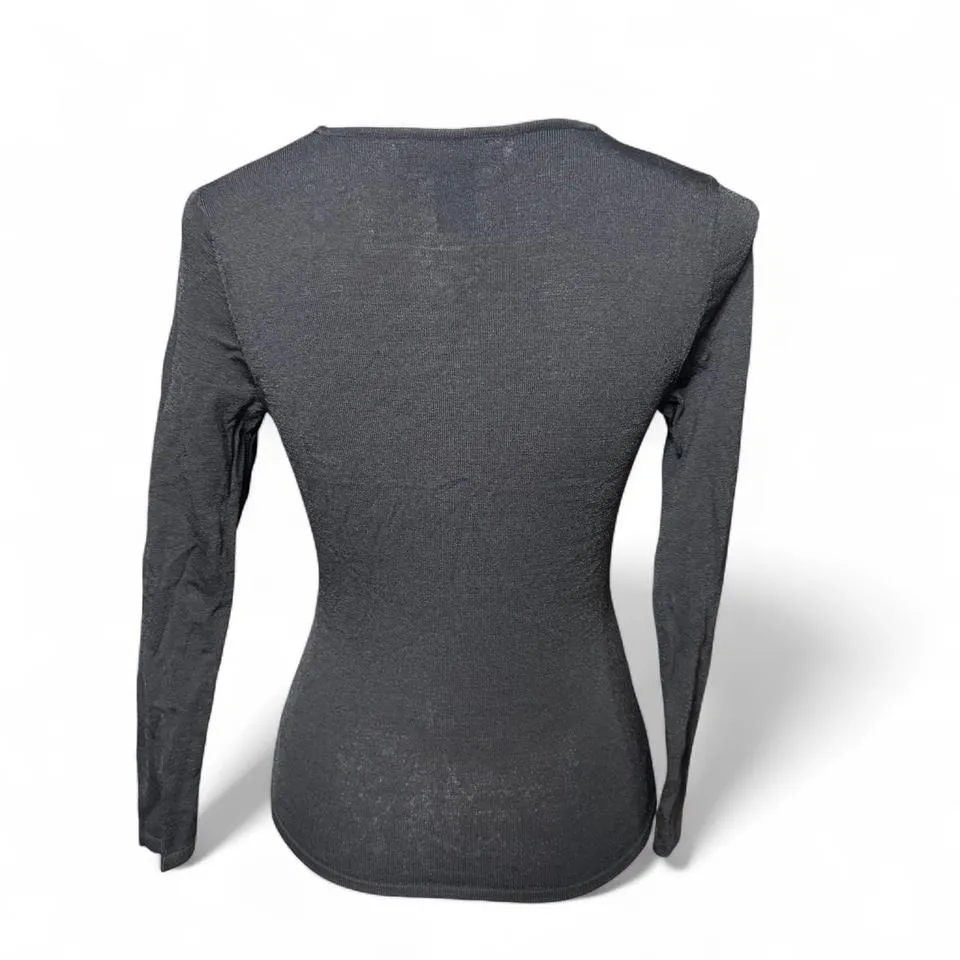 Bandolino Artsy Long Sleeve Y2K Top Chic Geometric Size Medium V Neck - Image 4