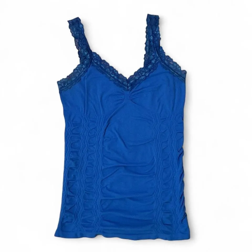 Y2K Royal Blue Lace Trim‎ Cami Tank Top Sleeveless Ruched Shaping Layering Size undefined - Image 3