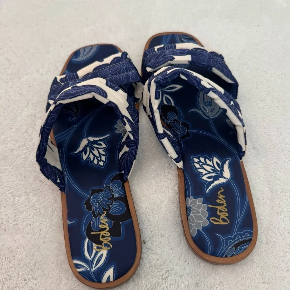 BODEN Printed Satin Slide Sandals‎ size 37 Blue - Image 3