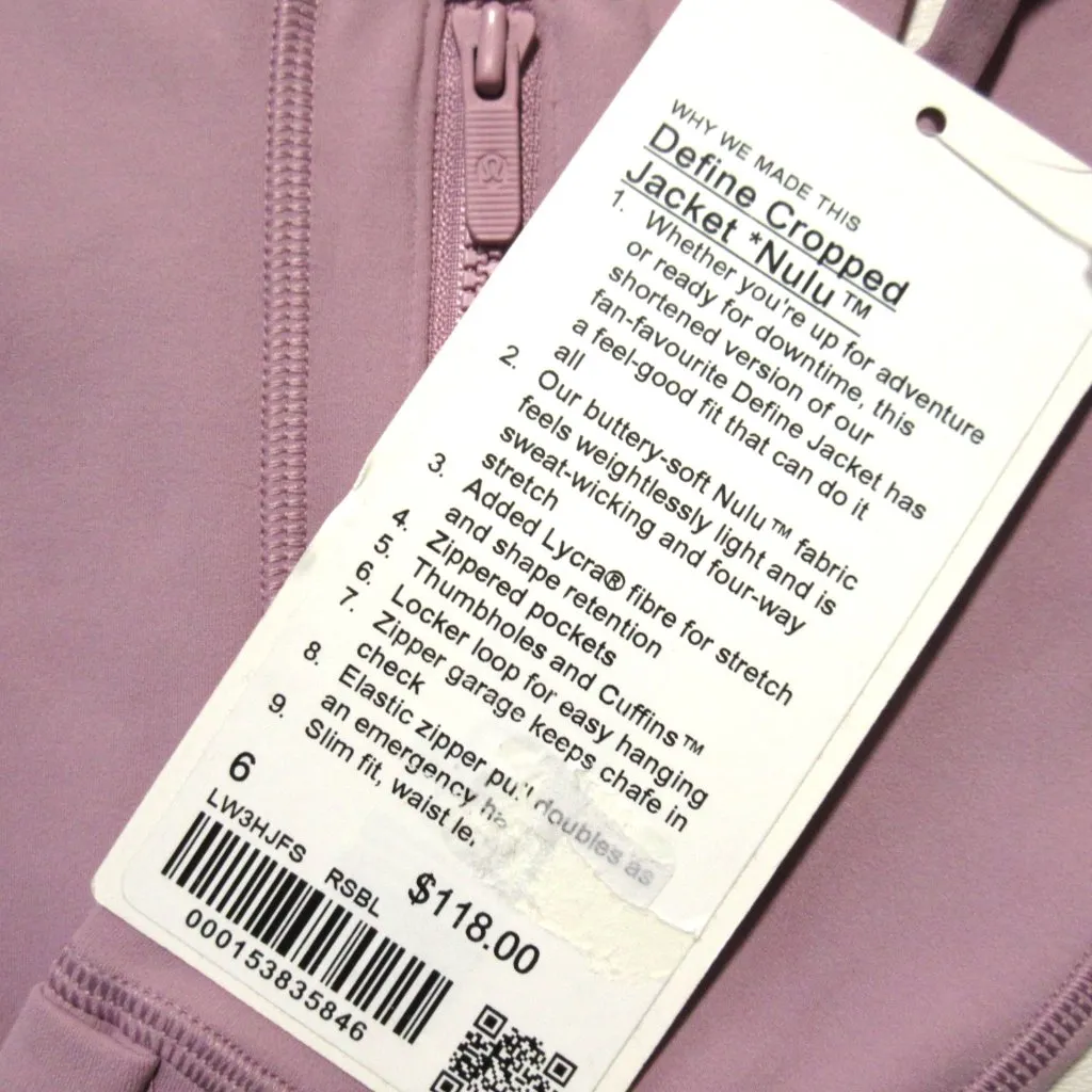 NWT Lululemon Define Cropped Jacket *Nulu in Rose Blush Full-Zip 6 - Image 2