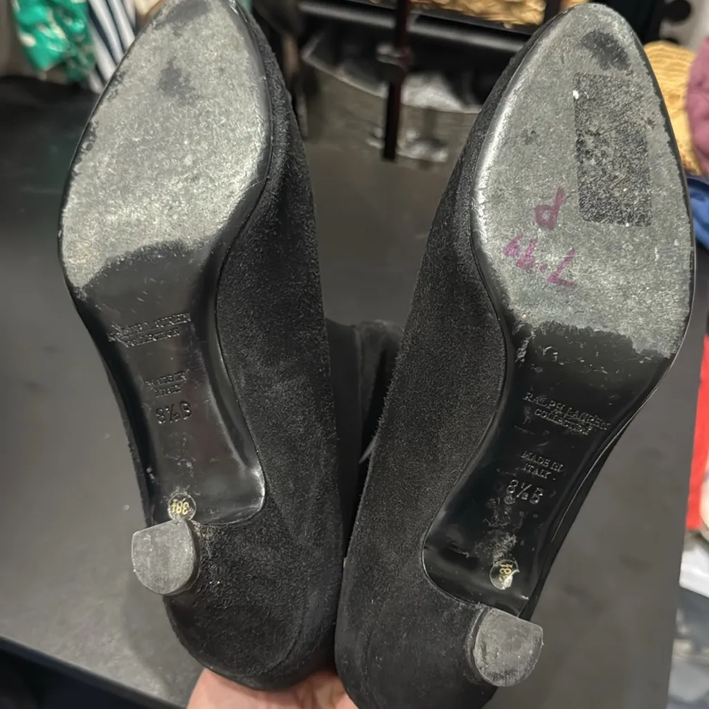 Ralph Lauren Purple Label Black Suede Ankle Booties - Image 8