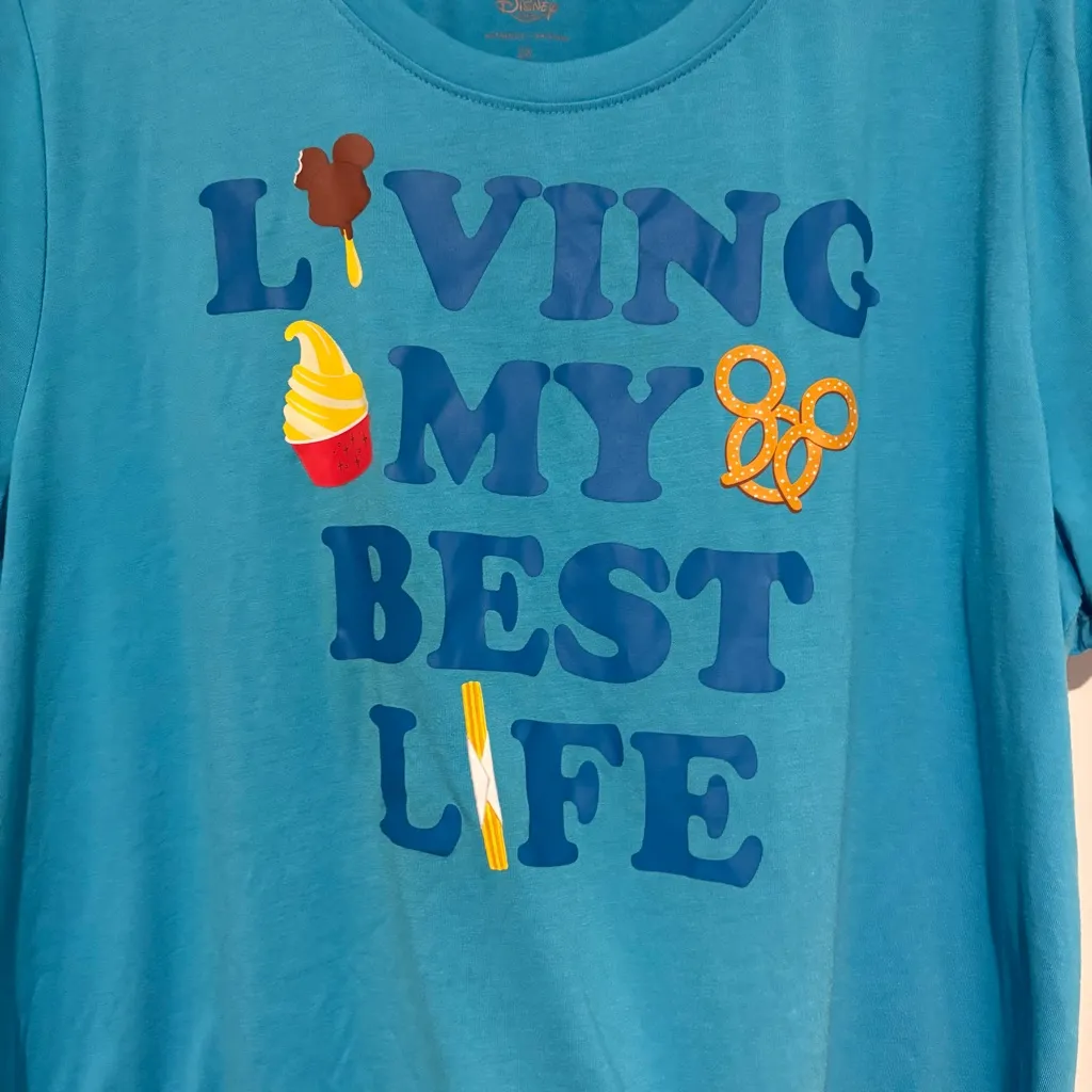 DISNEY Parks Living My Best Life Disney Snacks Shirt‎ Blue size 2X - Image 3