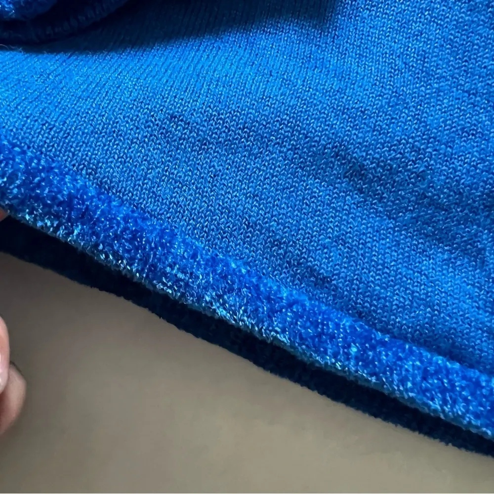 Vintage Jack be quick Santa sweater v neck blue beaded size medium - Image 3