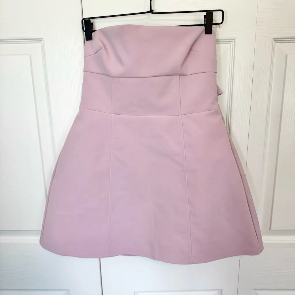 NWT ZARA WOMAN SS24 PALE PINK SHORT STRAPLESS BOW DRESS LARGE 4772/219 AS IS - Image 3