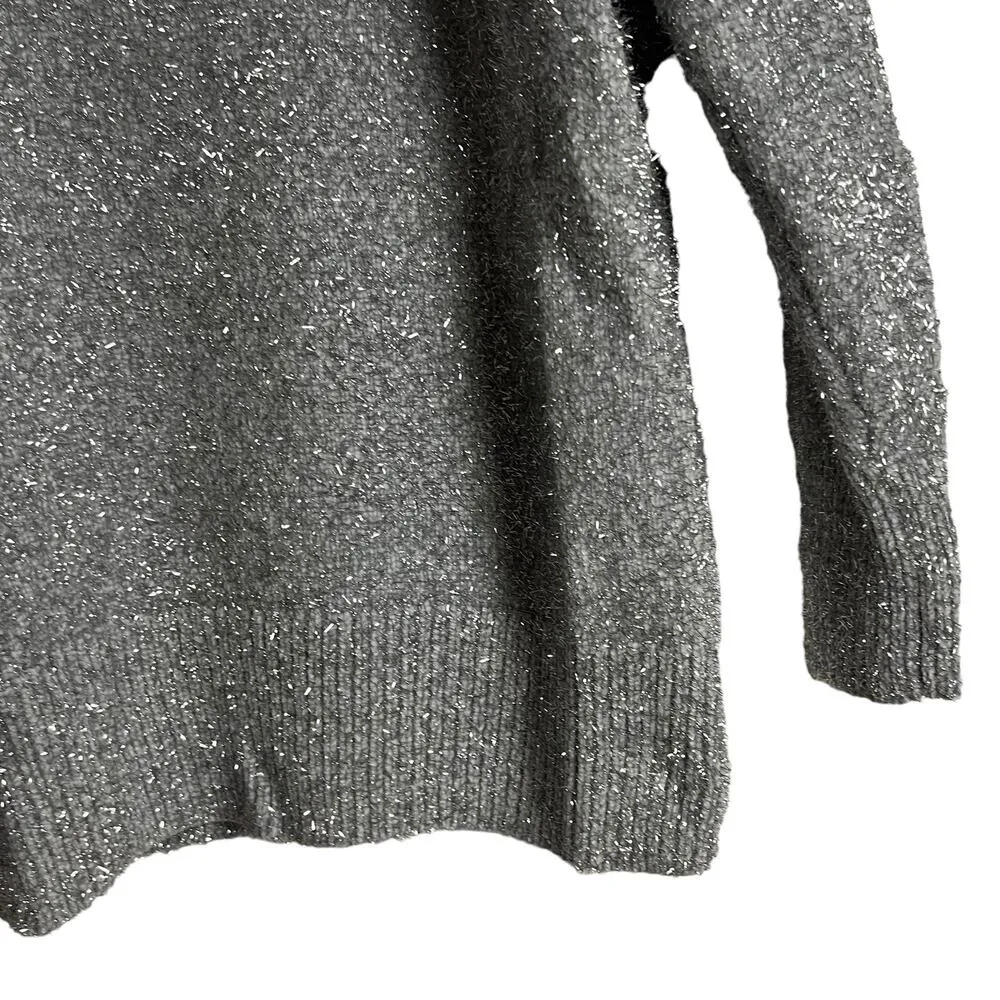 J.Crew Gray Metallic Silver Oversized Brushed Yarn Crewneck Sweater Size XS - Image 6