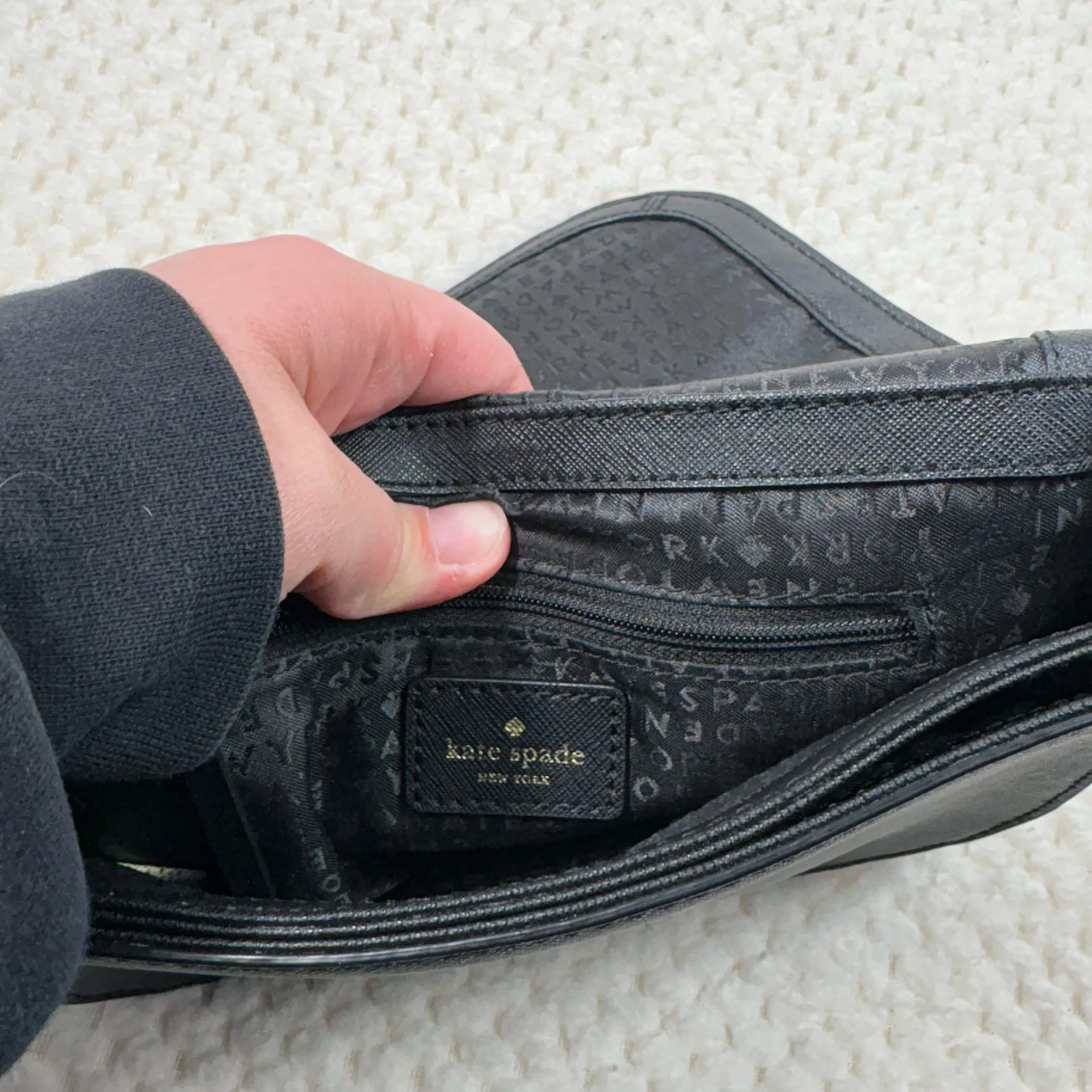 Kate Spade Black Saffiano Leather Rhinestone Embellished Small Crossbody Bag - Image 7