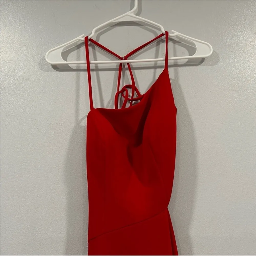 LA FEMME 27126 Asymmetrical Neckline Strappy Jersey Side Cut Out Evening Dress - Image 2