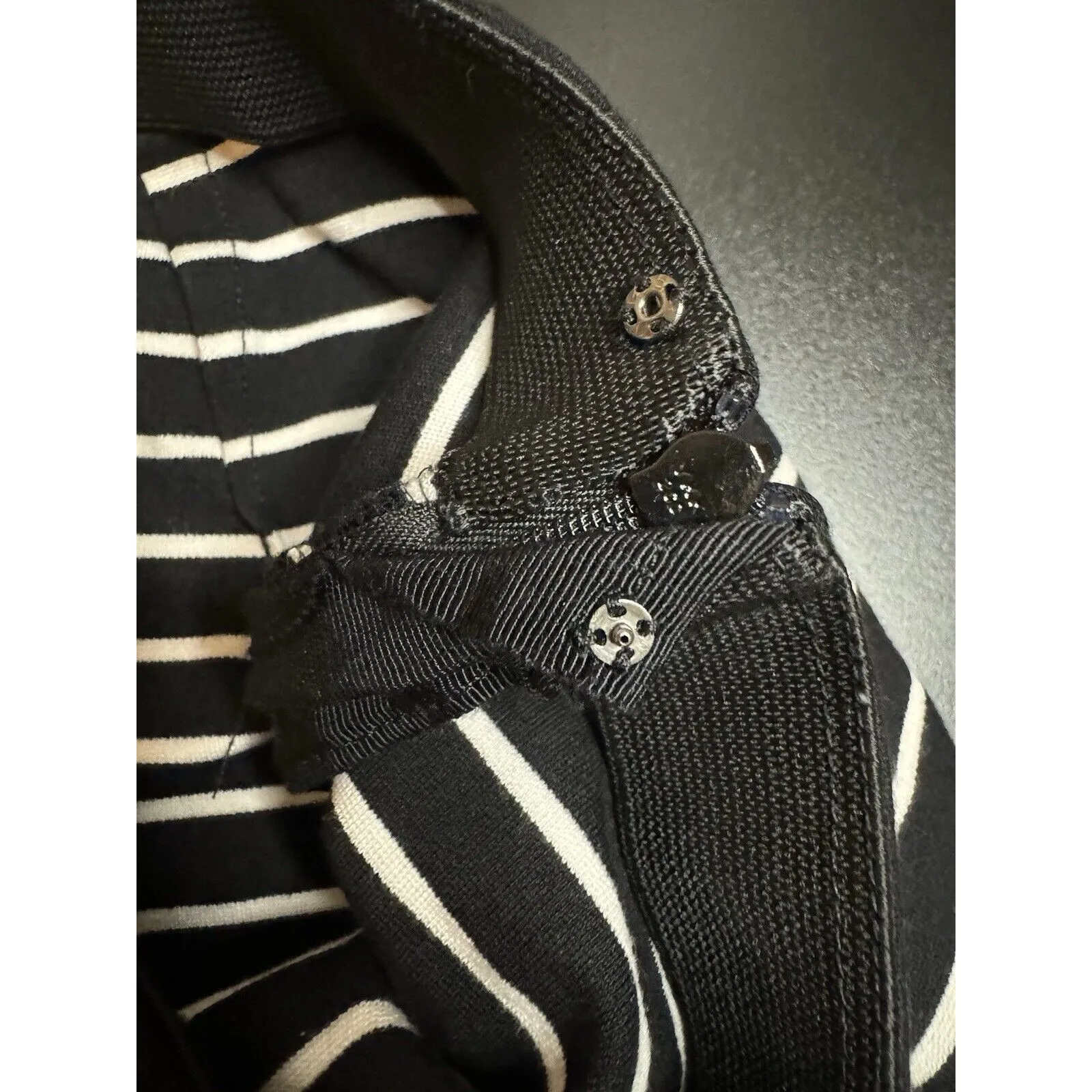 Ann Taylor Short Knit Skirt Womens Size 12 Black White Stripe Blue Grosgrain Hem - Image 5