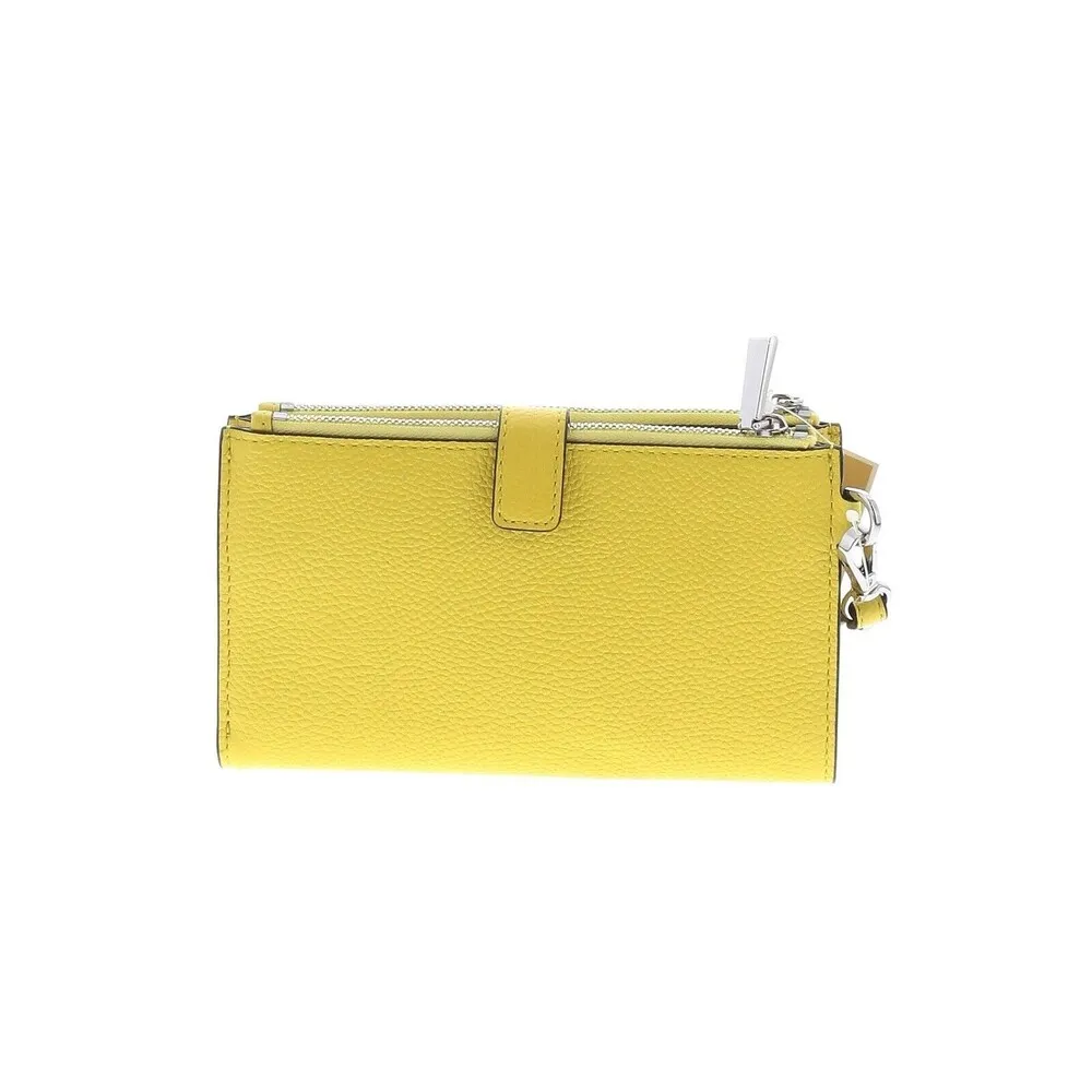 MICHAEL KORS Jet Set Lime Light Yellow Leather Double Zip Wallet Wristlet - Image 3