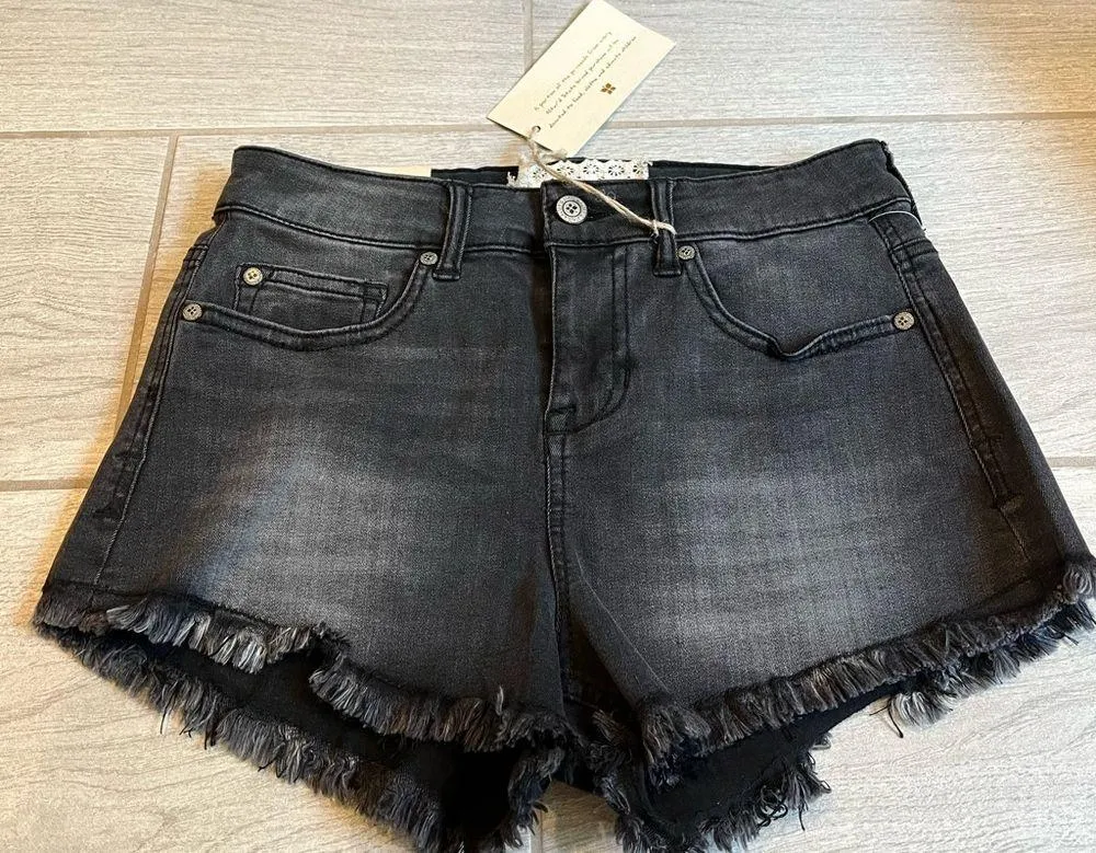 NWT, Altar’d State Black Faded Distressed Jean Shorts, Sz 2/26 - Image 8