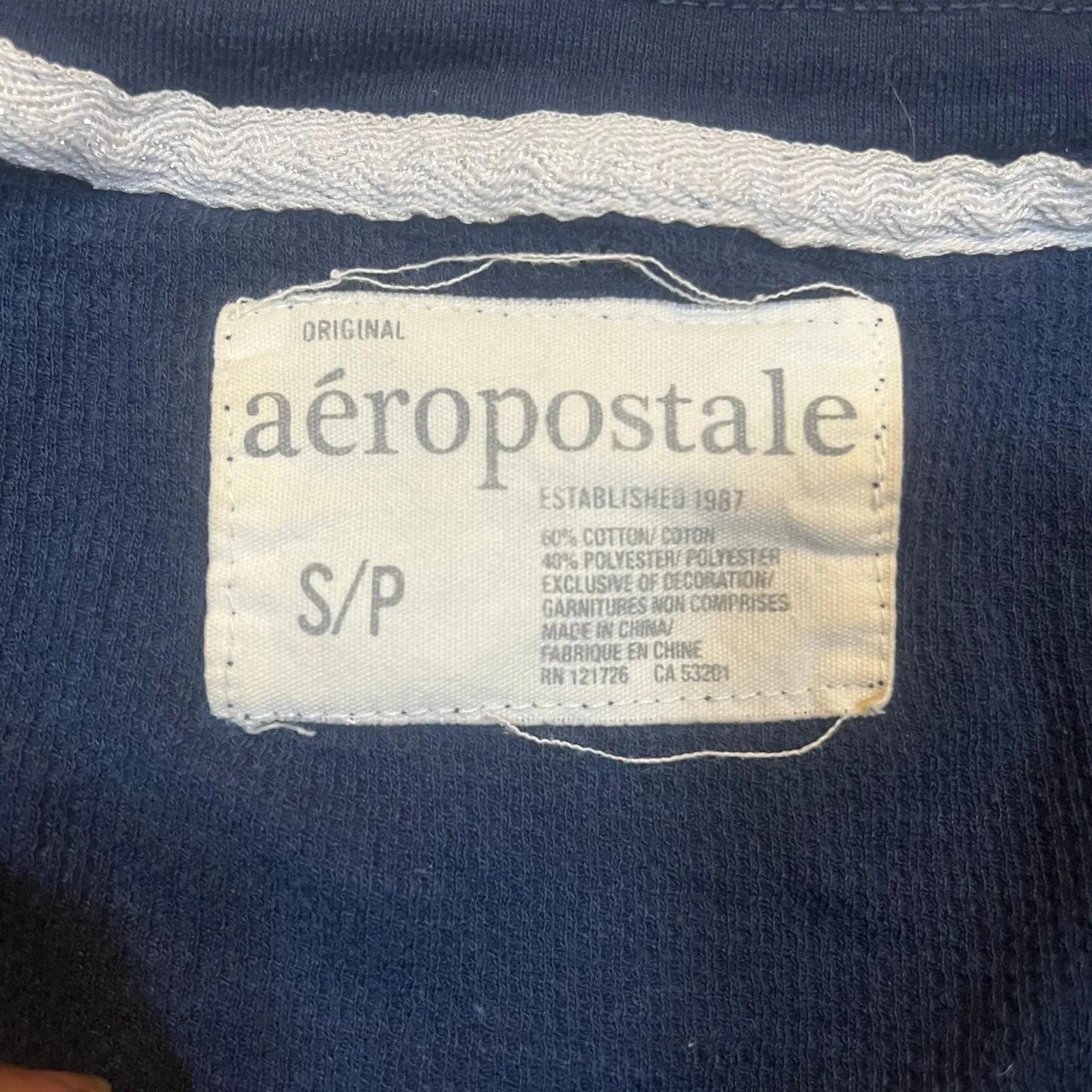 Aeropostale NYC Y2K Long Sleeve Tee Women S/P Fitted Logo Graphic Top Thermal - Image 2