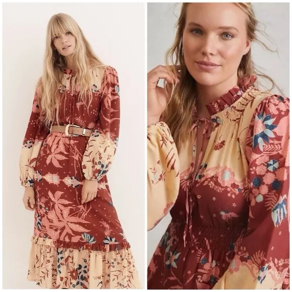 ANTHROPOLOGIE Othilila CARMELA MAXI DRESS‎ Women's SIZE SMALL Boho - Image 12