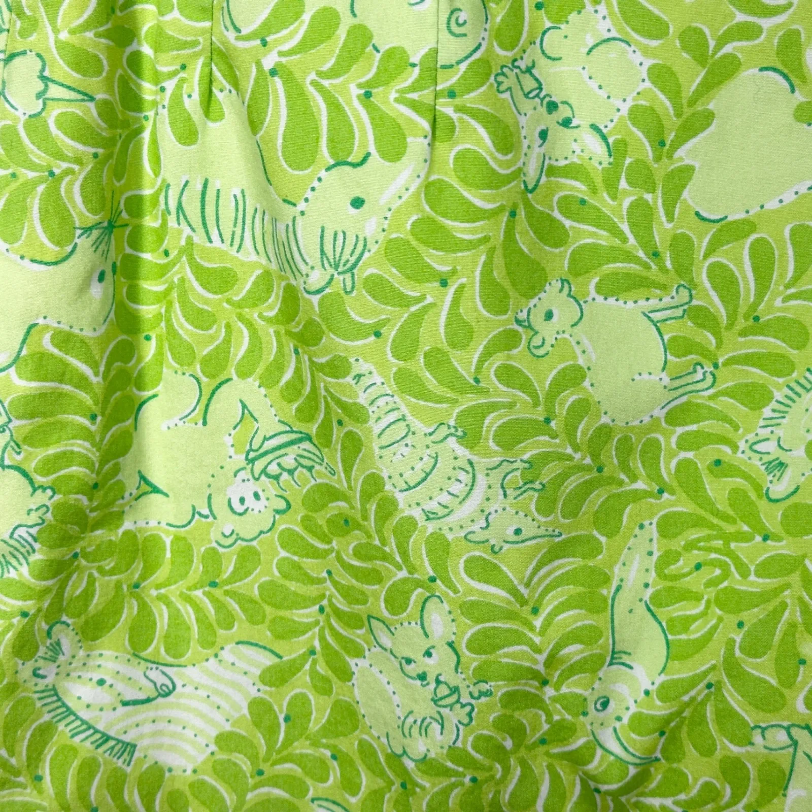 Lilly Pulitzer Size 4 Skirt VTG White‎ Label Green Animal Print Retro Cotton 464 - Image 10