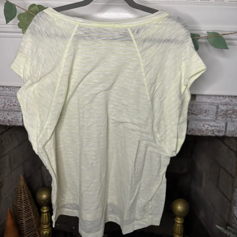 Free People batwing oversized t shirt size small pastel yellow and white stripe - Image 3
