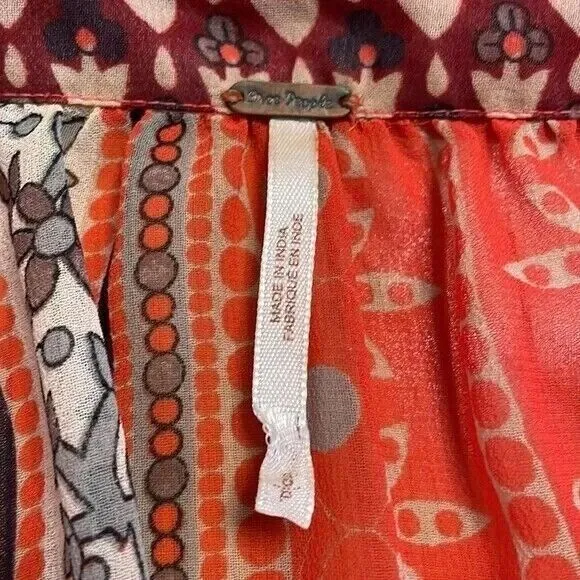 Free‎ People Moonlight Mile Woven Top Hot Coral Floral Size Small - Image 8
