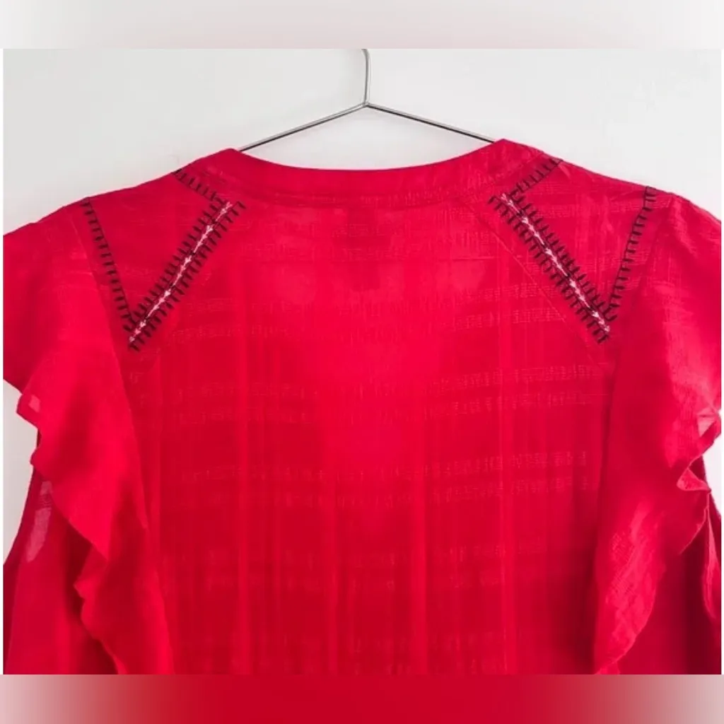 Knox Rose Women's Boho Short Sleeve V Neck Tiered Embroidered Dress Size L - Image 12