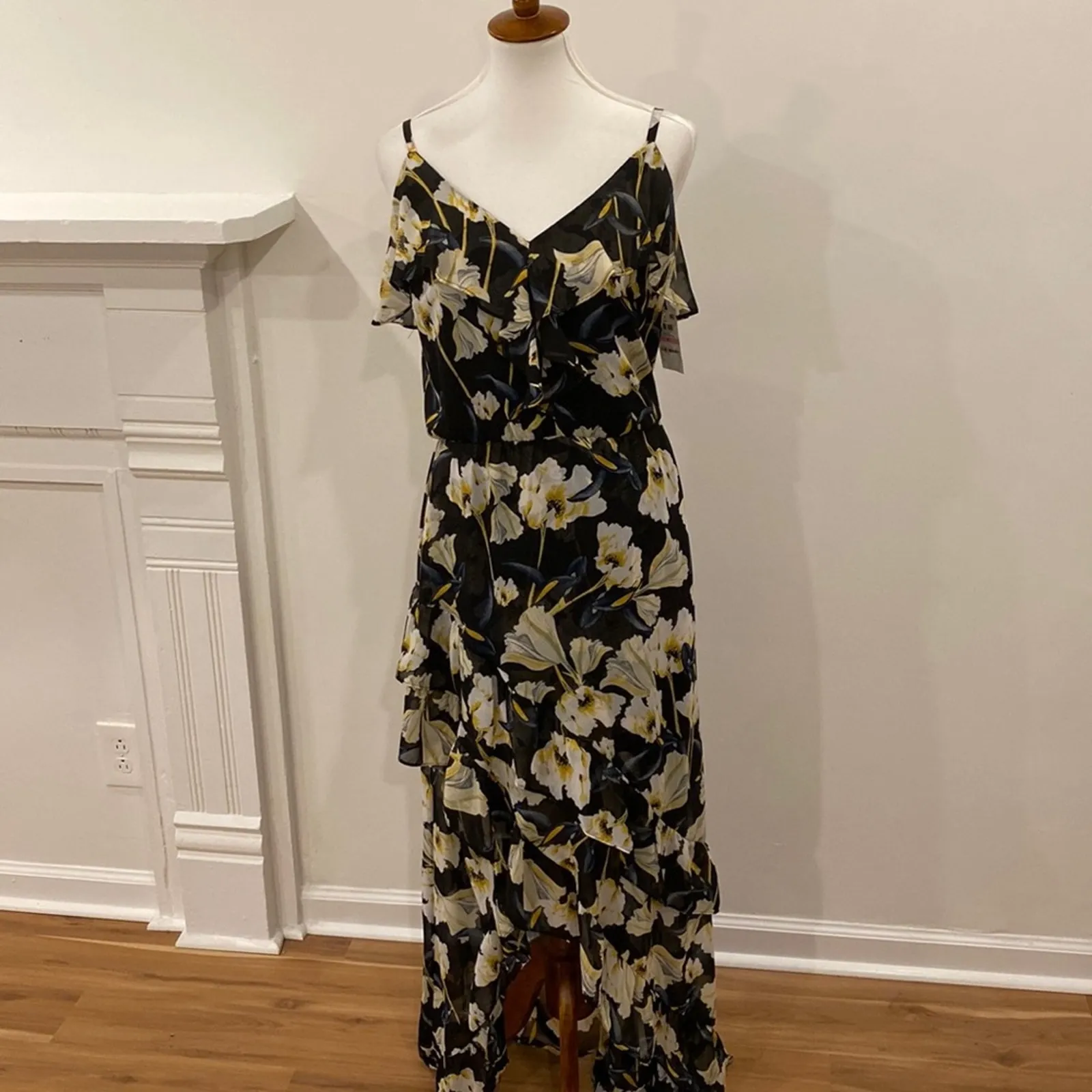 INC Cocktail Dress 10 Semi Formal Y2K Medium Maxi Boho Adjustable Fairy Cottage Black - Image 10