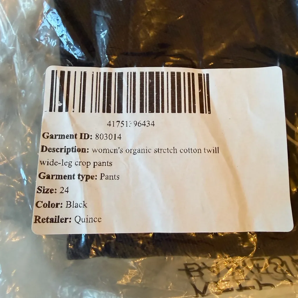 NWT Quince Women’s Black Cropped organic stretch cotton twill wide - Image 4