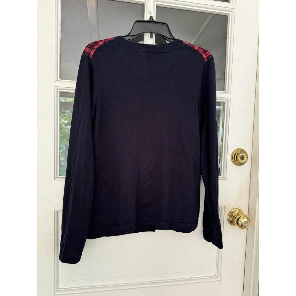 Tommy Hilfiger Women's Marilyn Sparkle Plaid Cardigan Size: L 100% Cotton GR - Image 9