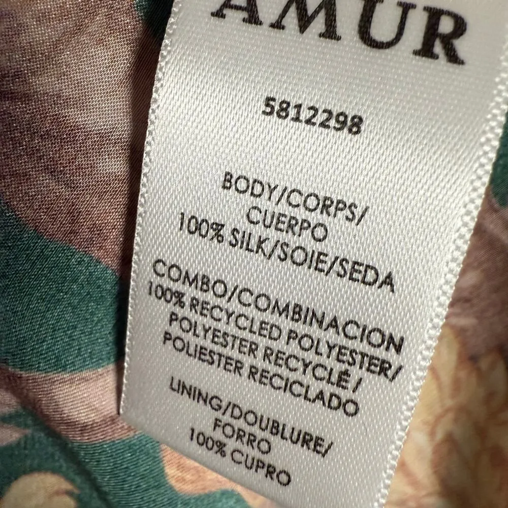 Amur Adeline Forest Green Floral Print Pleated Sleeveless Midi Dress Size 4 - Image 15