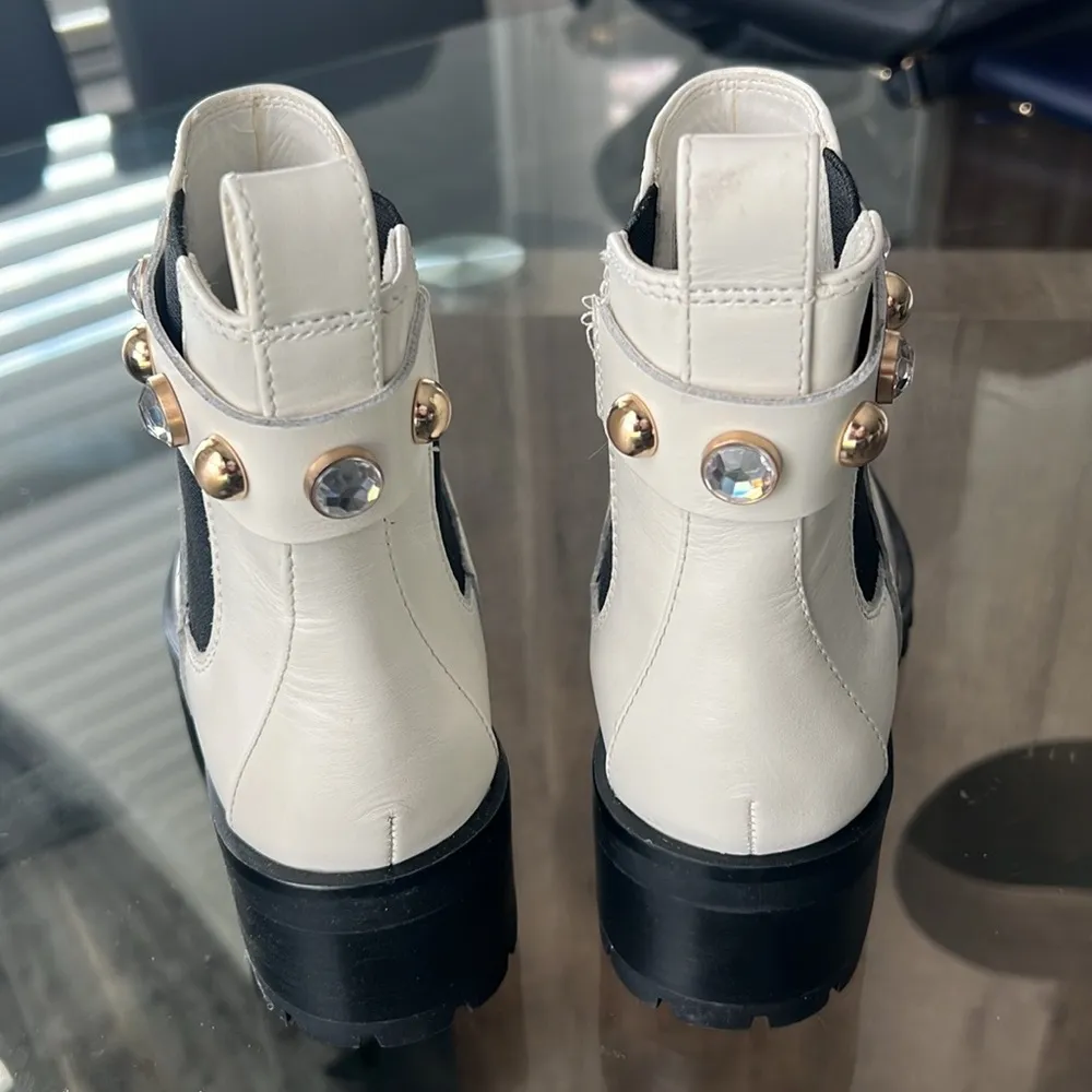 Karl Lagerfeld Paris Porshay Lug Sole Boots in Bone/White, Size 36 New w/o Box - Image 10