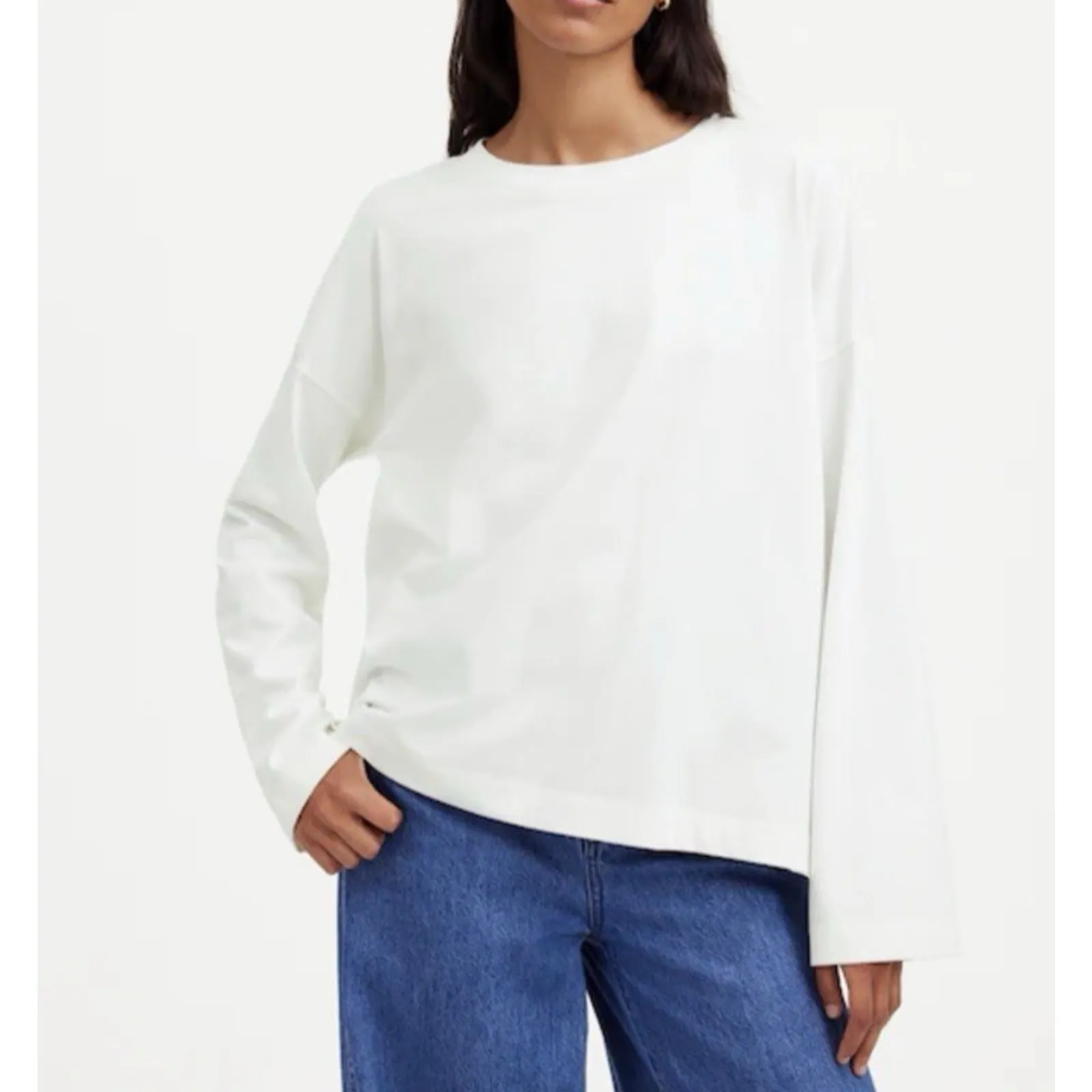 Madewell Easy Crewneck Long Sleeve Tee Oversized Relaxed Tee White T-Shirt XS - Image 2