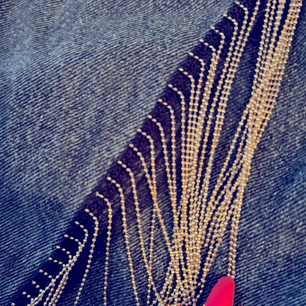 Altar’d State Chain Fringe Cropped Denim Jacket - Image 13