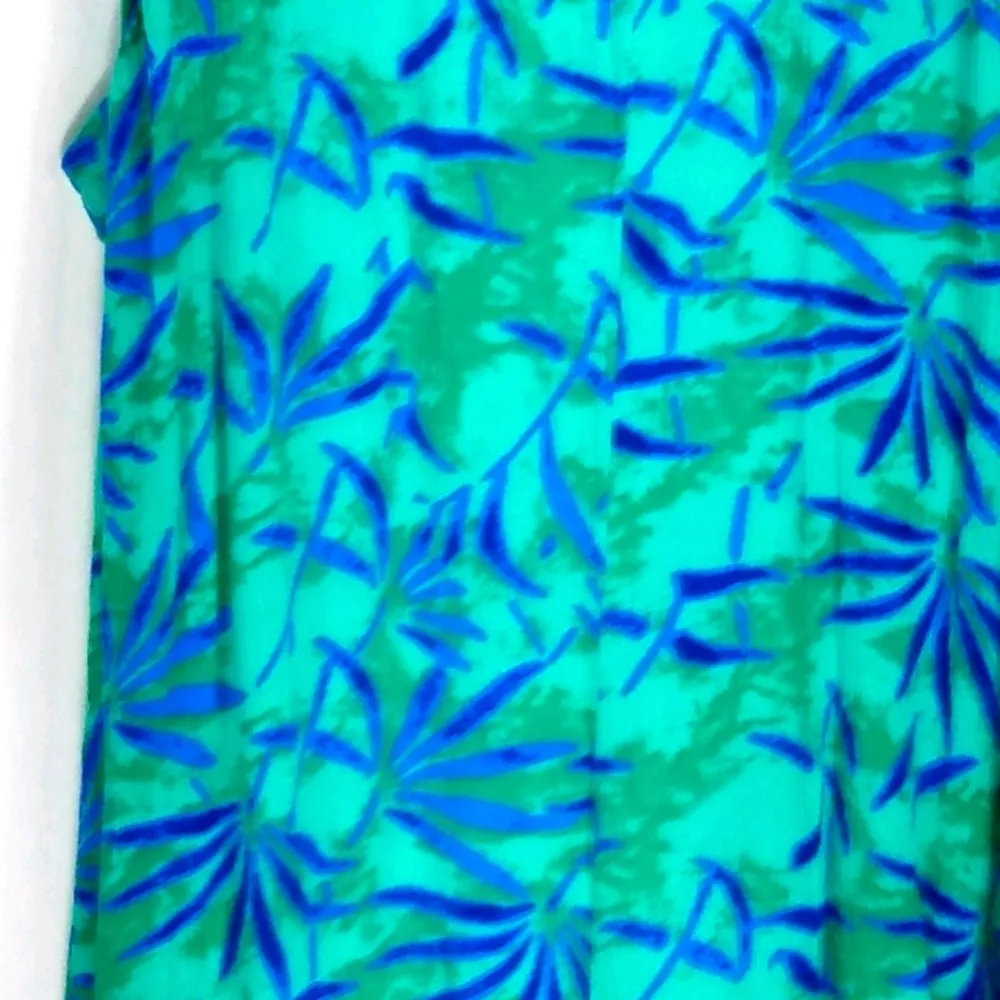 Sand Spirit M Cool Cabana Bamboo Print Maxi Dress in Lapis Turquoise Green Size M - Image 2