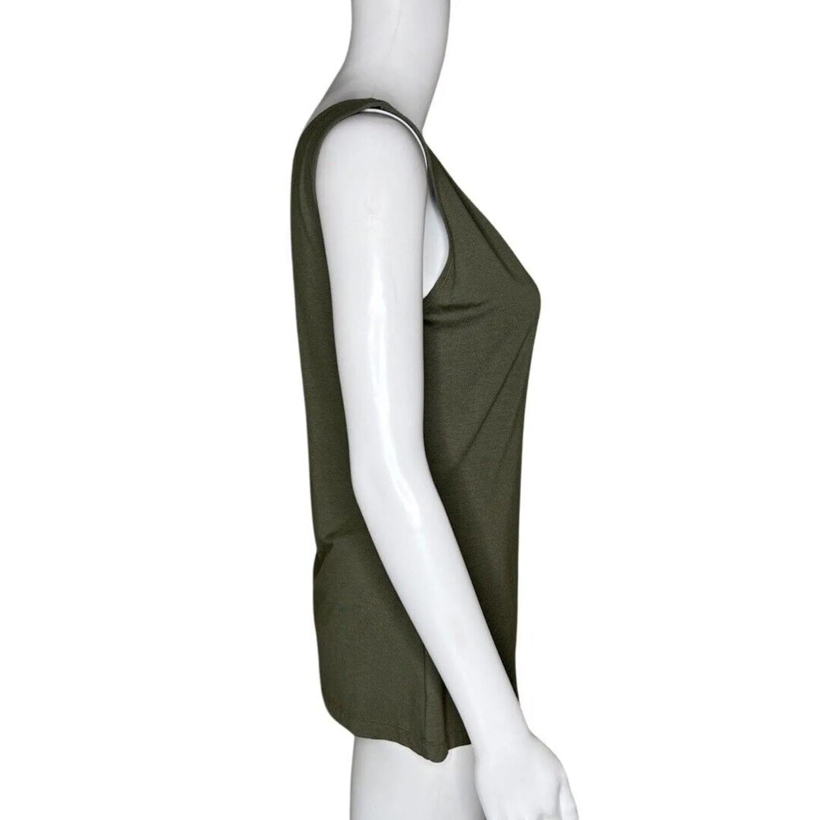Joseph Ribkoff Shirt Women 4 Olive Green Tank Shell Layering Neutral Minimalist‎ - Image 2