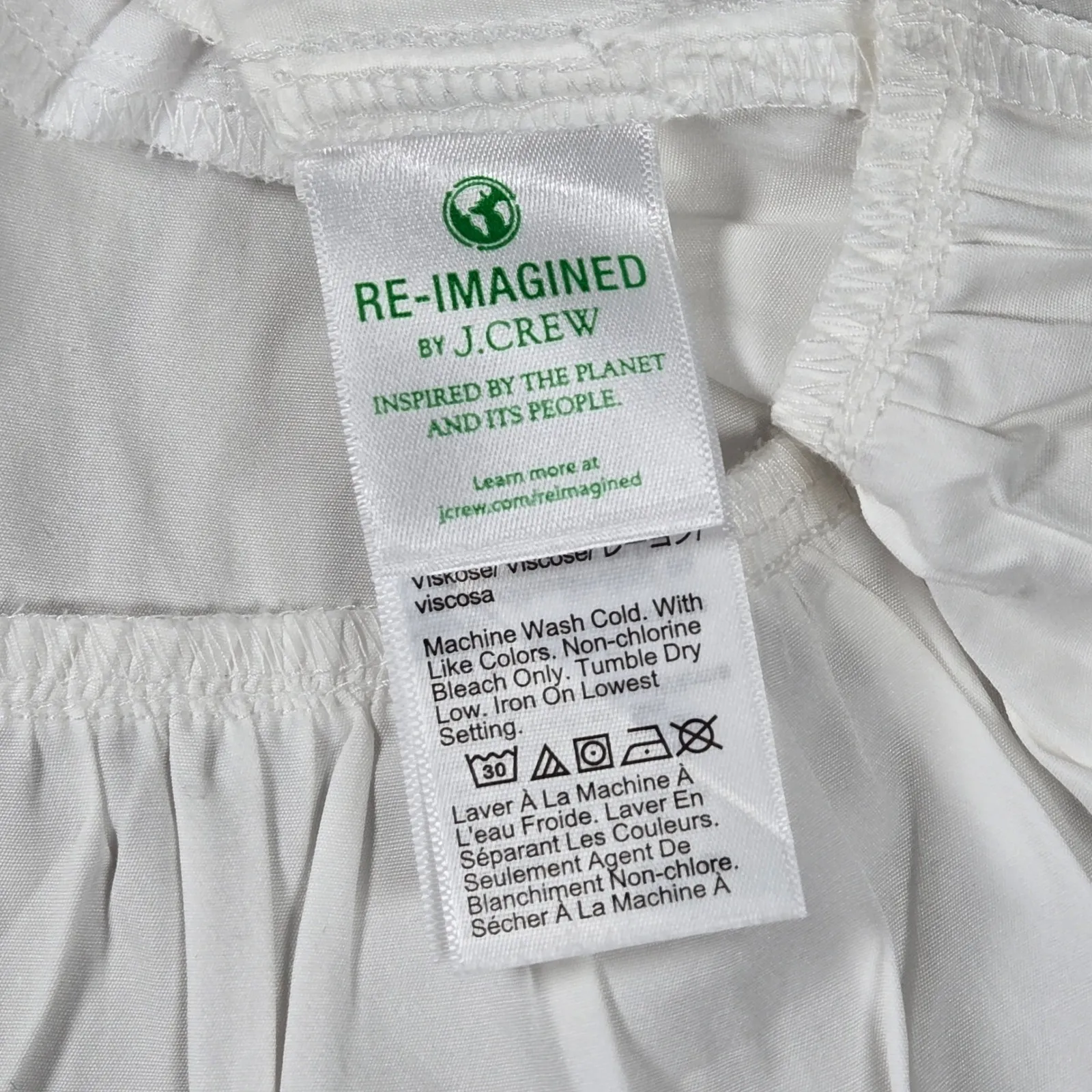 J. Crew Poplin Shirt Dress White Short Sleeve Ruffle Button Front BR461 Size M - Image 4