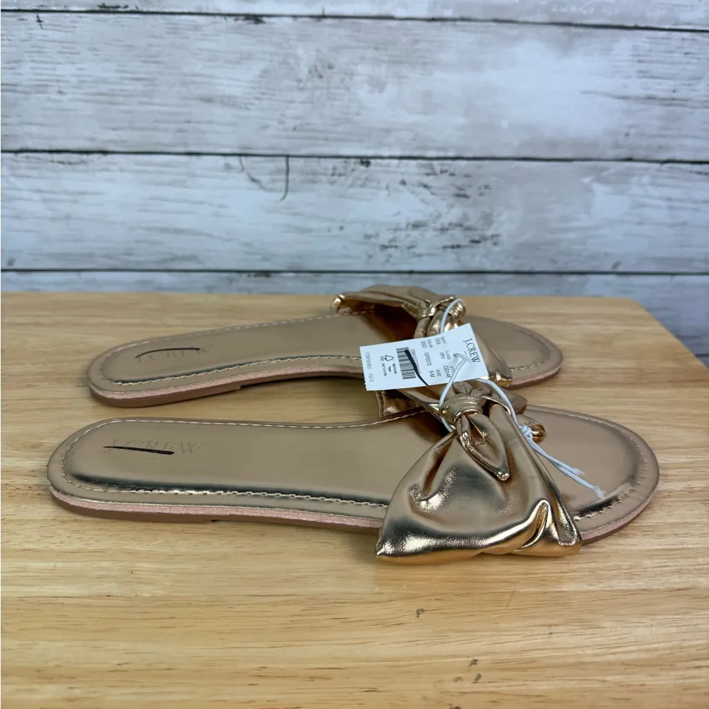J Crew Factory Metallic Bow Slide Sandals Size 9M Gold - Image 4