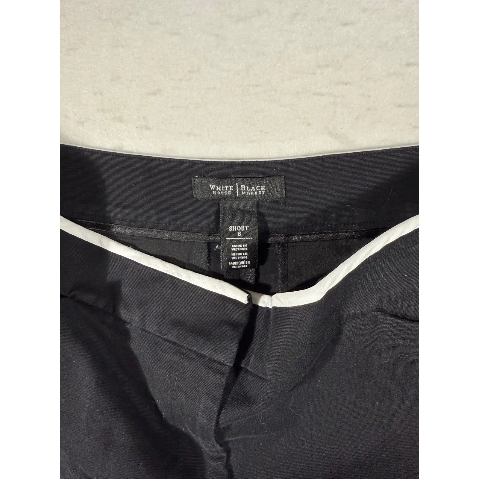 White House Black Market Women's Black Shorts With White Piping Size 8 - Image 2