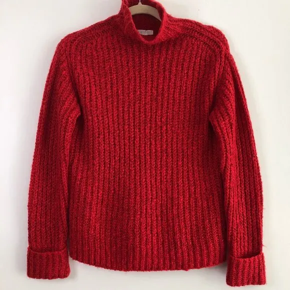 New  Mock Neck Sweater Cozy Knit Pullover Red Tango - Image 3