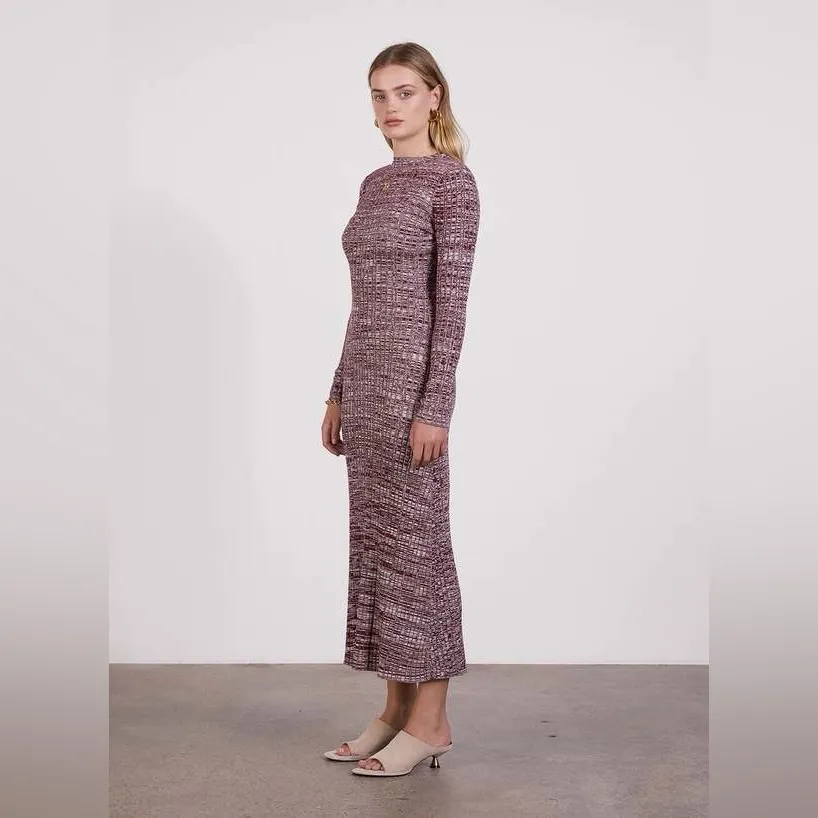 Anna Quan Charissa Long Sleeve Rib Knit Sweater Maxi Dress Mulberry AU 6 $360 White Size undefined - Image 2