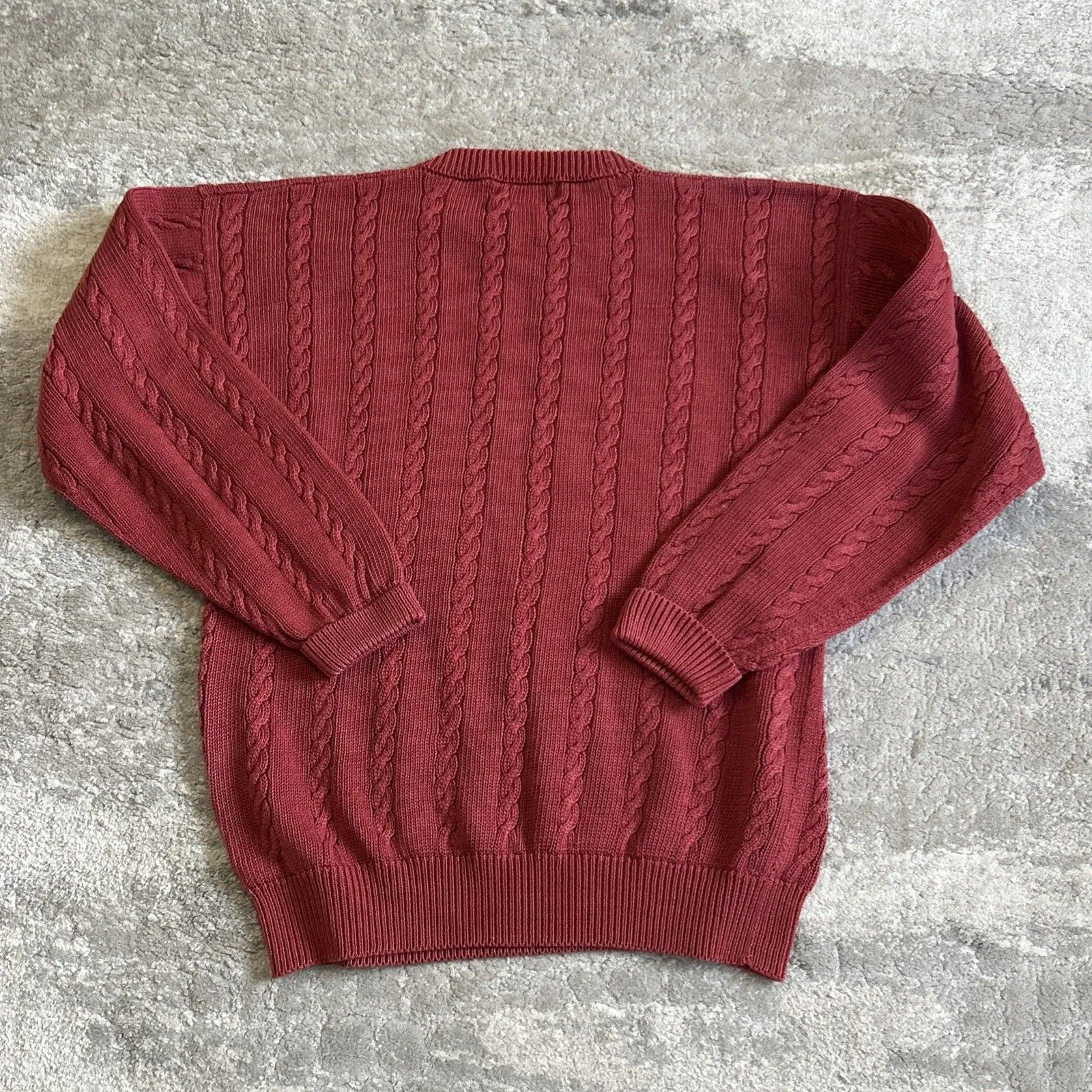 Hallet Sweater Womens Medium Hand Knit Rust Red Peru Pima Cotton - Image 4
