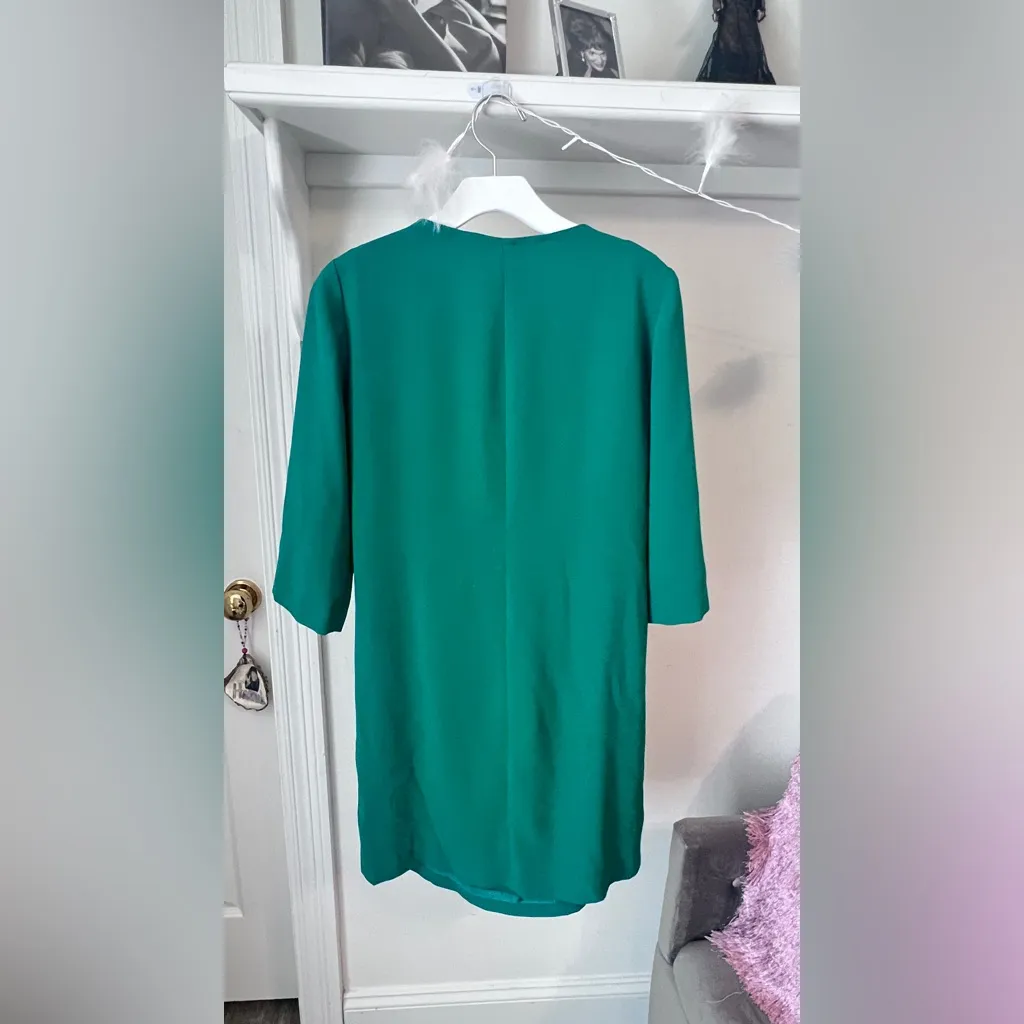 Trina Turk Womens Solid Green 3/4 Sleeve Tunic Shift Dress - Image 5