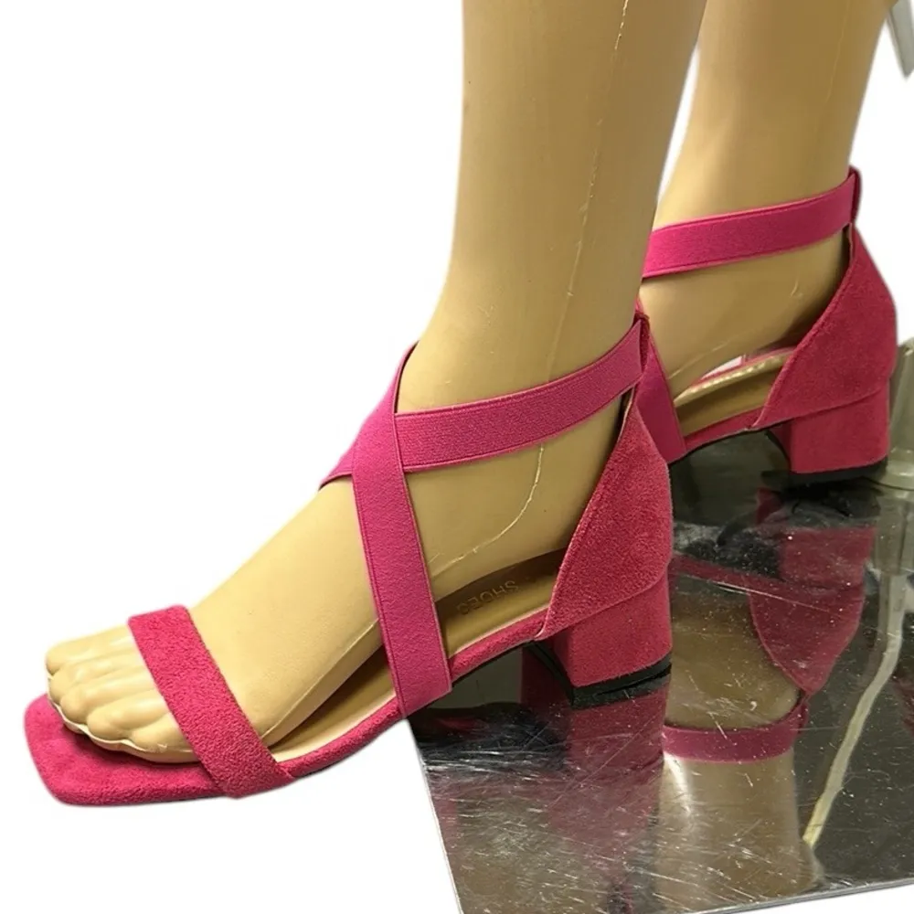 Lisha Shoes Dark Pink Stretch Strappy Square Toe Sandals Low Heel Size 38 US 7.5 - Image 2