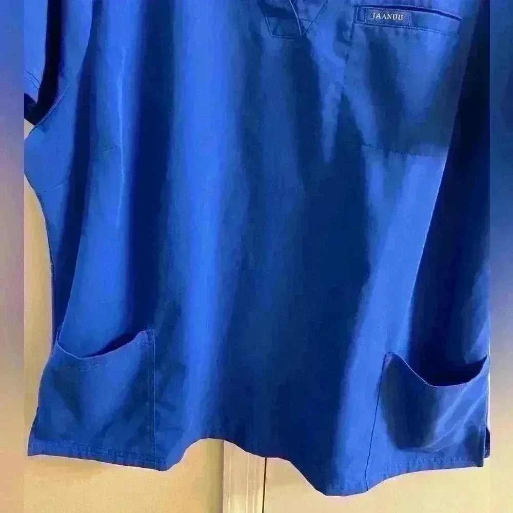Jaanuu scrubs top royal blue v neck three front pockets 3X - Image 3