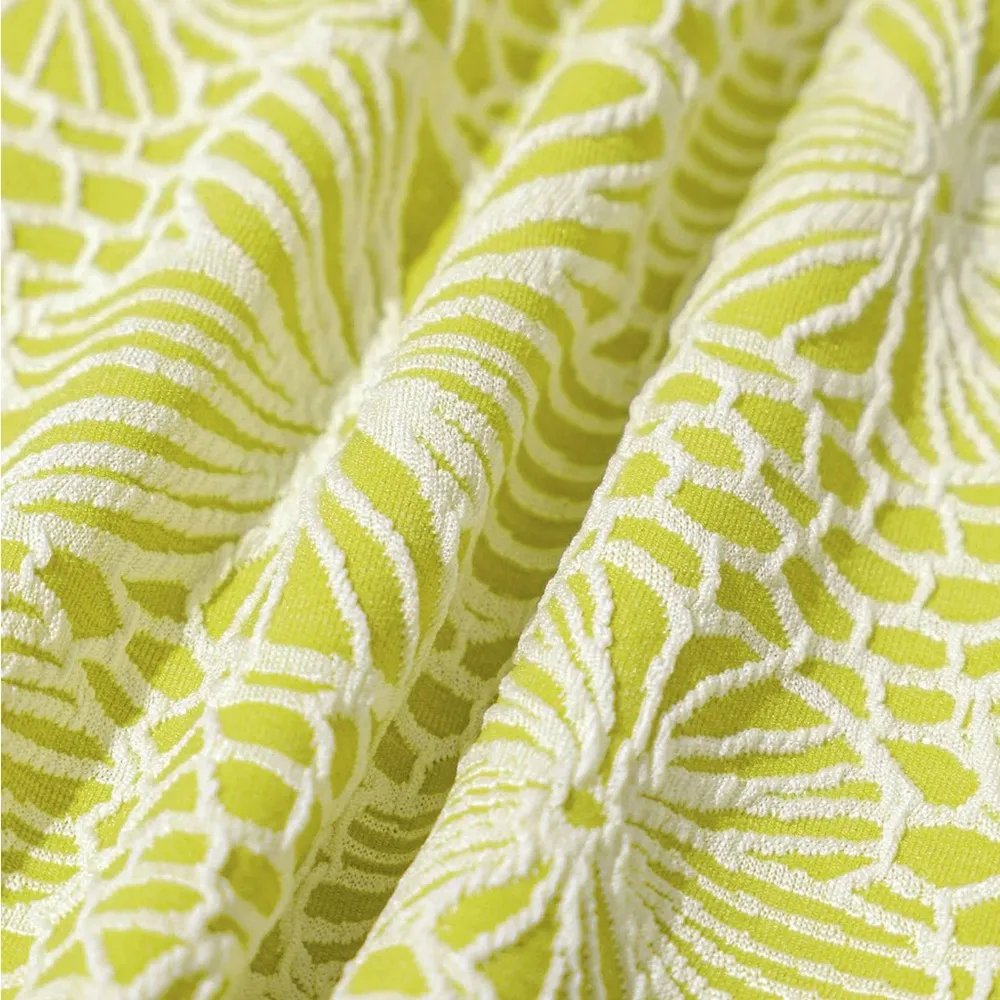 Berlook Light Green Jacquard Underwire Plus Size Bikini Top & Bottom Yellow - Image 4